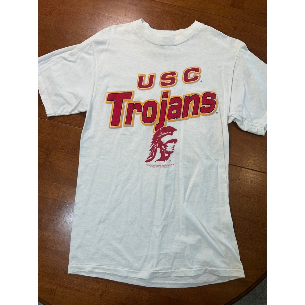 Tultex USC Trojans T-Shirt Mens Medium White Vintage Single Stitch NCAA